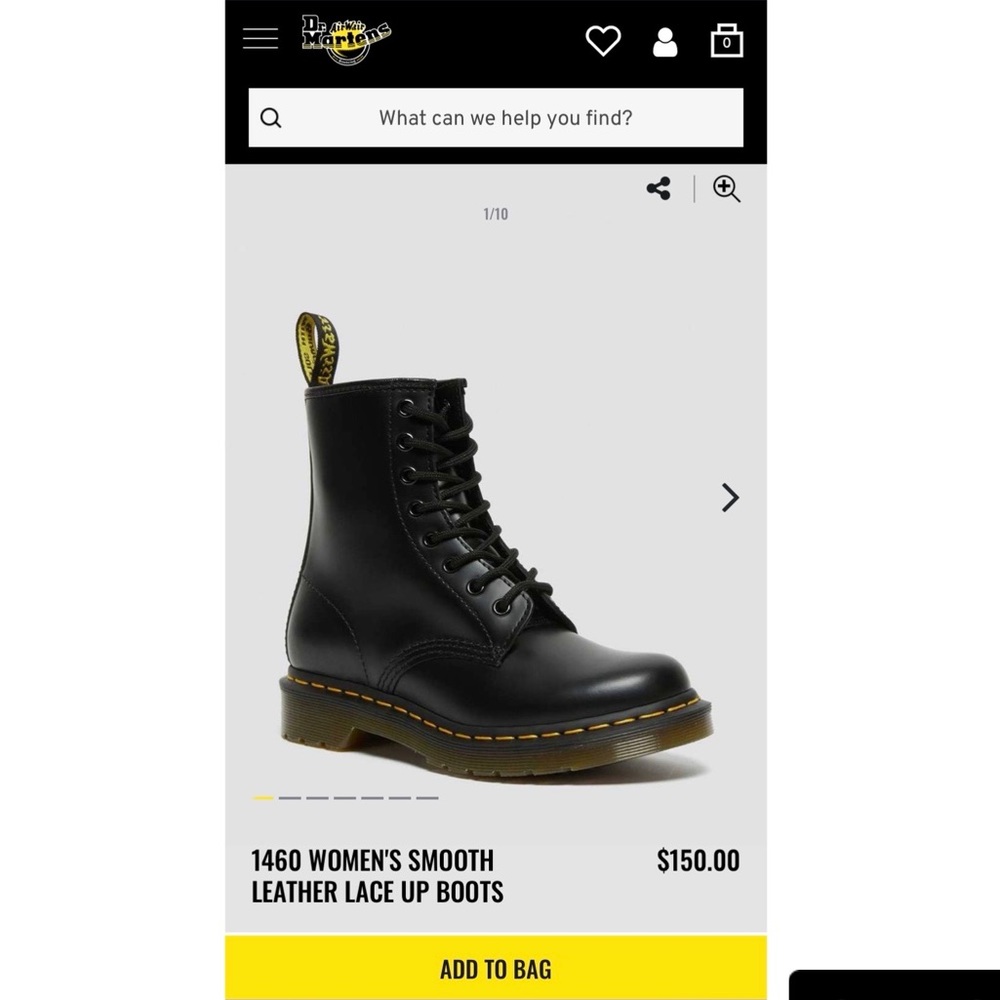 Dr Martens 1460 Smooth Leather Lace Up Boots— Black